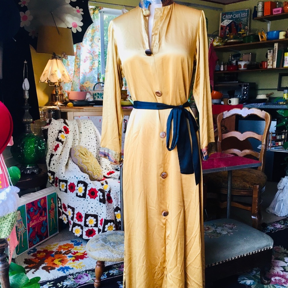 1990s kimono style silk maxi dress.